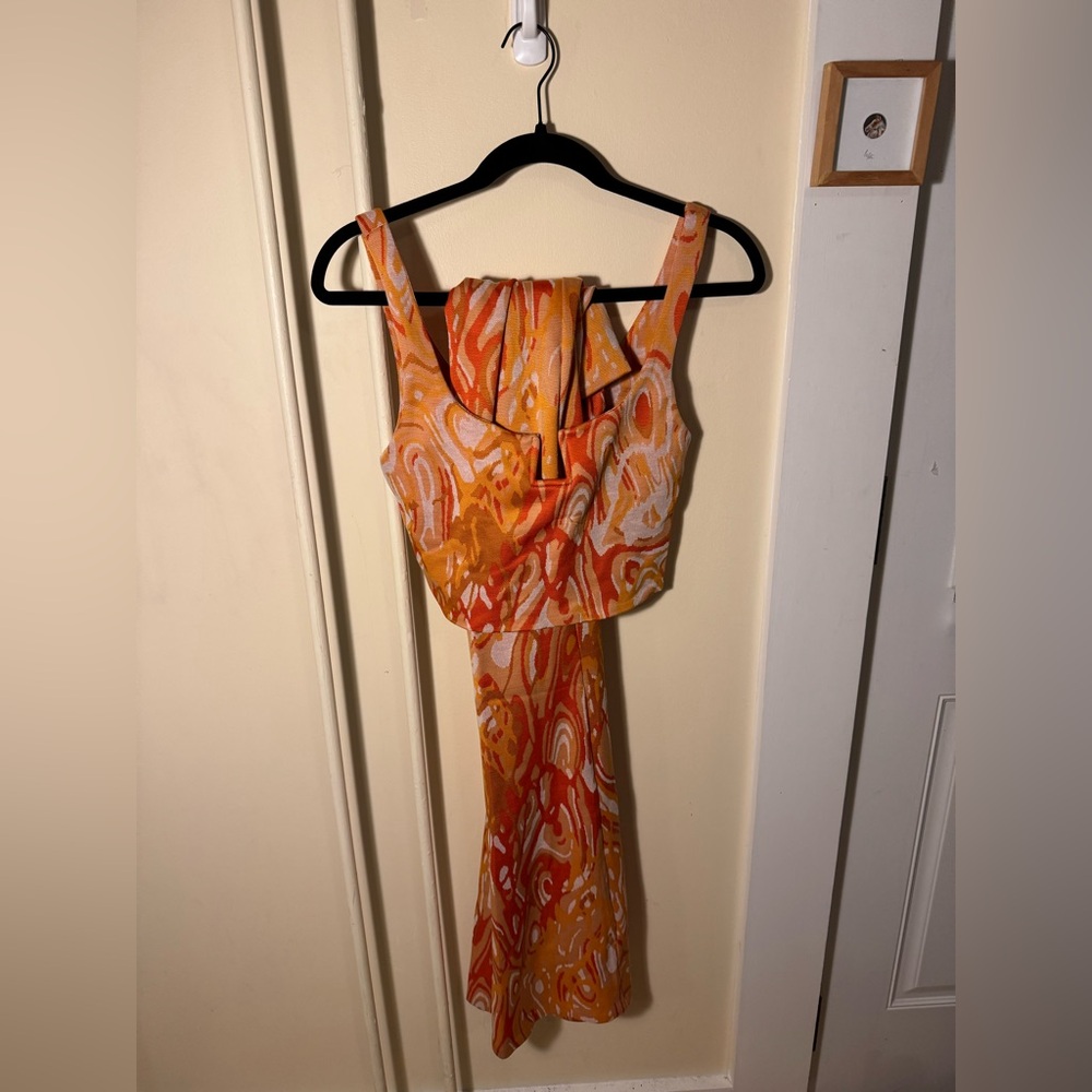 Vibrant Orange and Yellow set (pants and crop top)